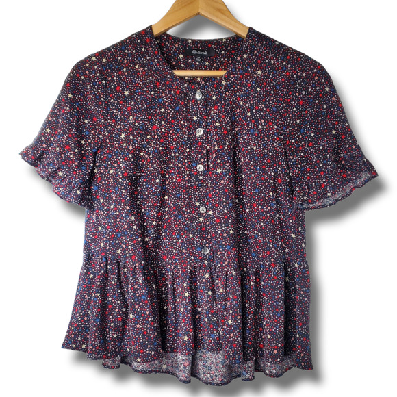 Madewell Navy Floral Button-Up Blouse - Picture 1 of 12
